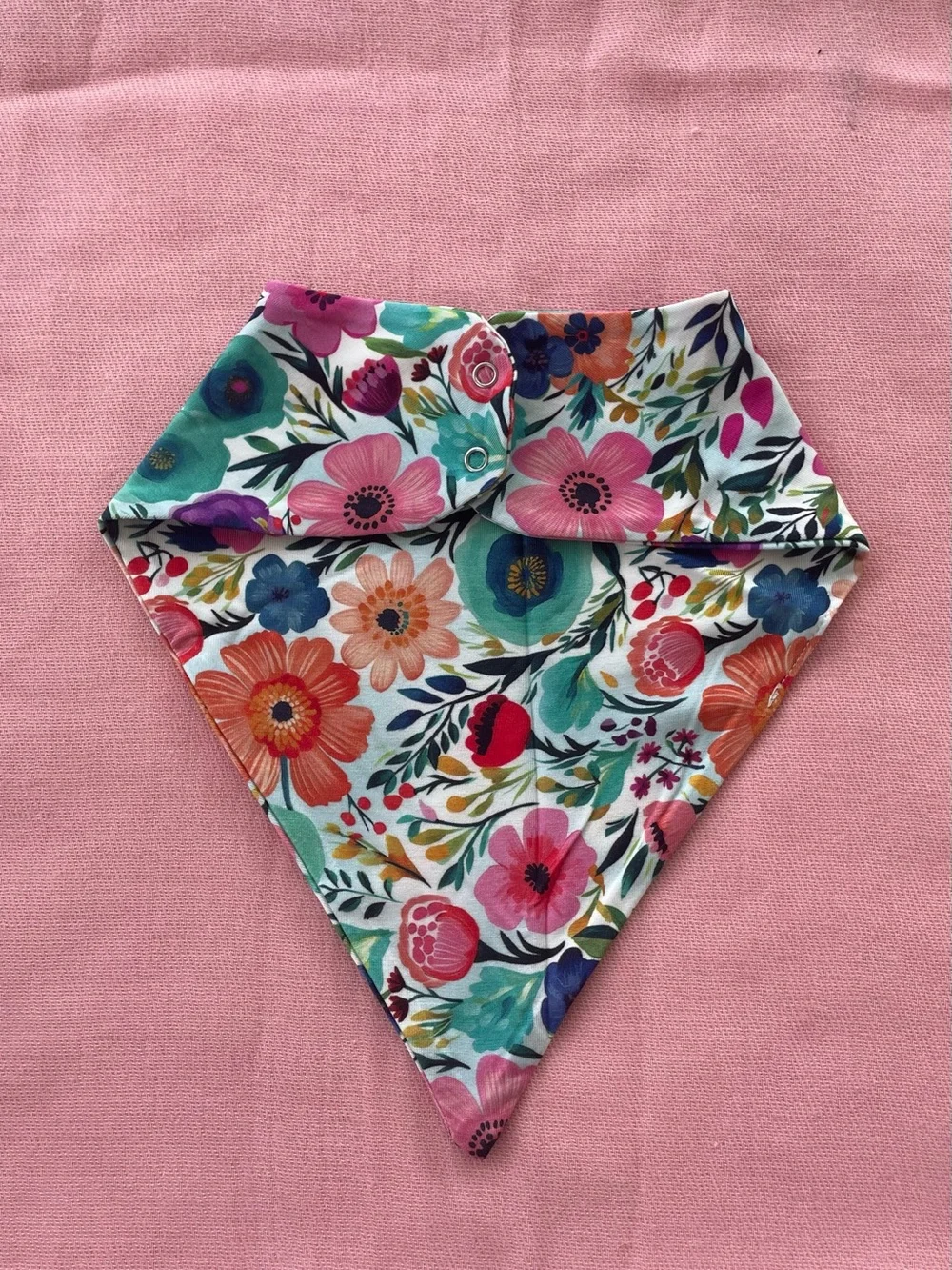 Watercolor Floral Baby Bandana Bib with Snap Closure